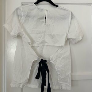 Ro & De White Blouse with Black Tie-Back size small